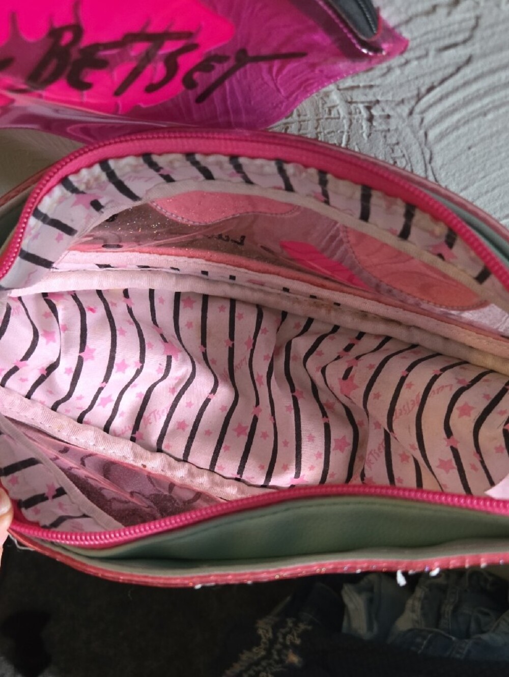 Betsey Johnson  Watermelon Crossbody Bag with Sunglasses Graphic - Mint & Pink - Picture 3 of 3
